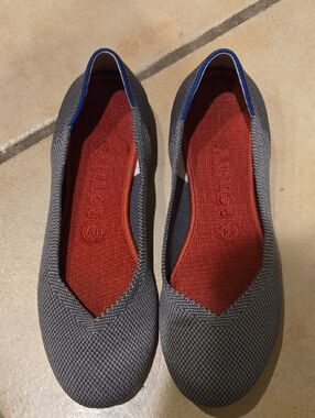 Rothy's The Flat Gray Knit Ballet Shoes Like New Size 8.5